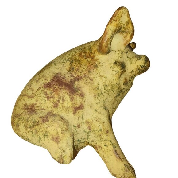 Antique Terracotta Pig Figurine Piggy Bank With Rustic Patina Finish 7 inches - Picture 3 of 5